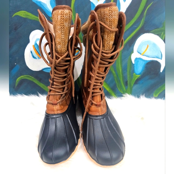 Women's SHO Beautiful Waterproof Duck Boots Rubber Two Tone Mix  Winter Rain... - Picture 2 of 7